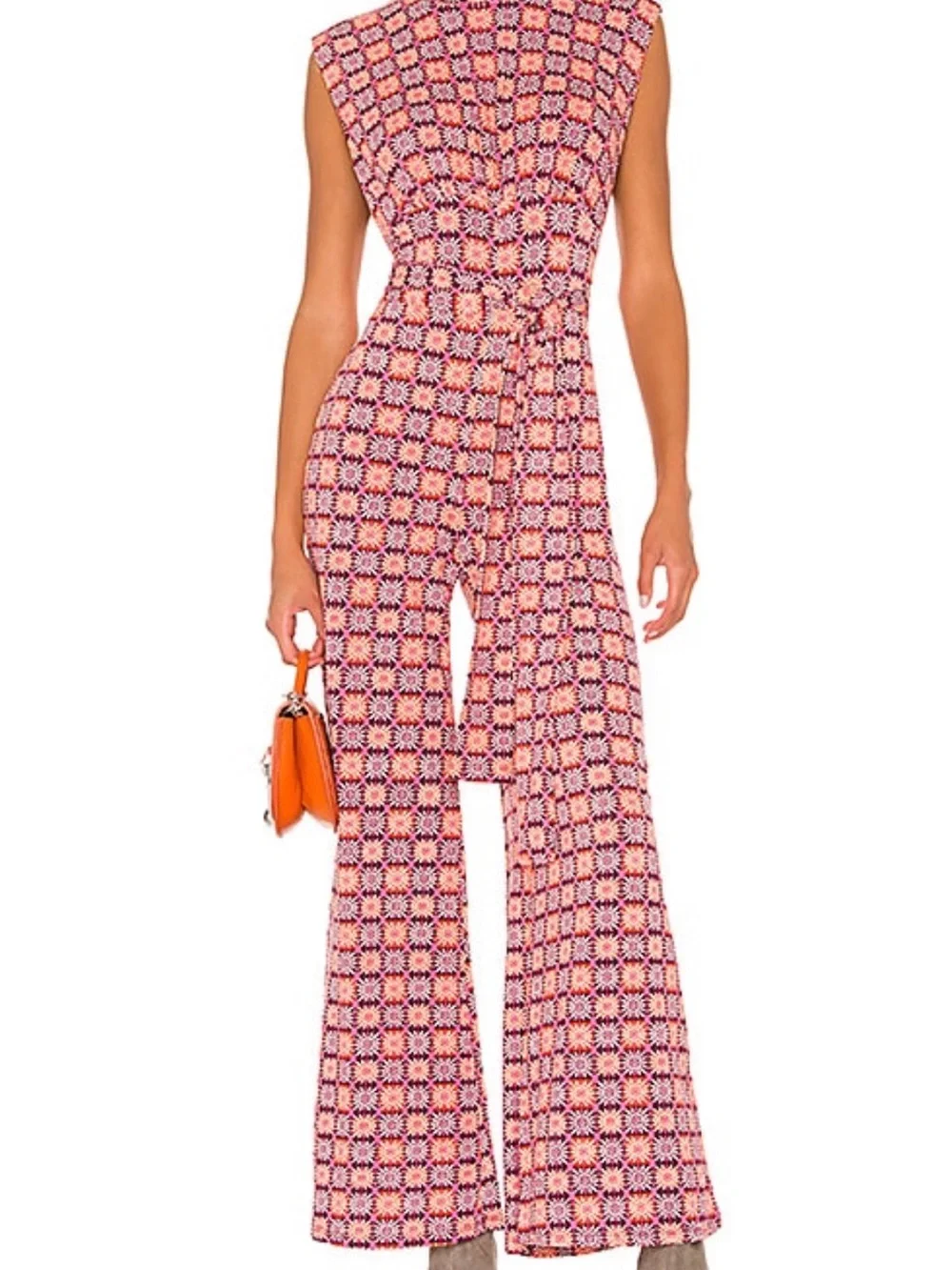Free People Medium Pink Vibe Check Sun Dial Shaped Halter Wide-Leg Jumpsuit